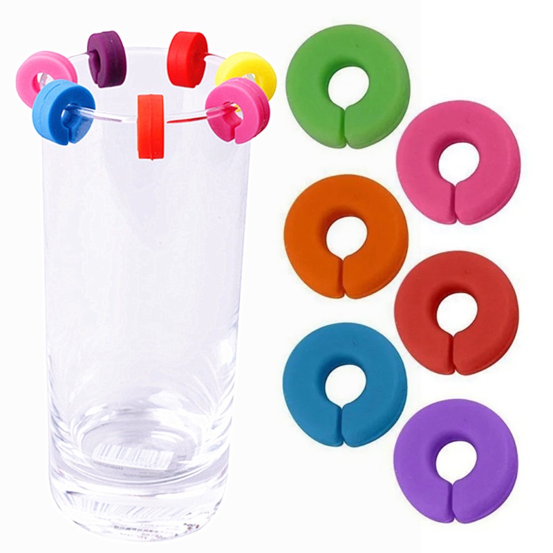 Set 12 Nhãn Silicone Tròn Mini Đánh Dấu Ly Rượu