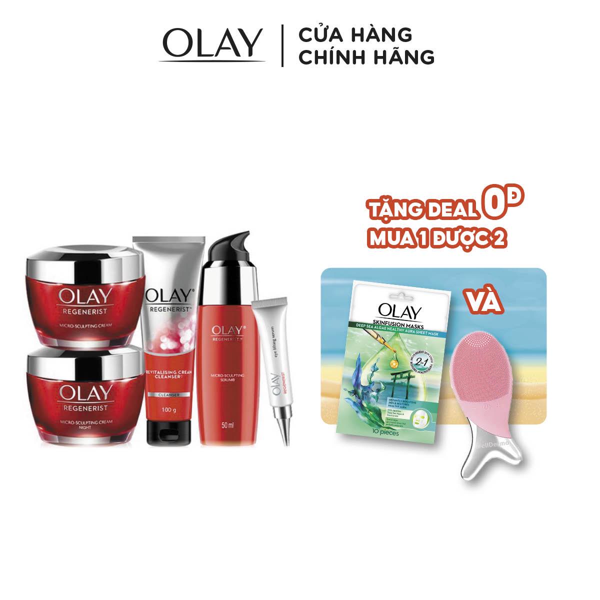 [Mã FMCGMALL GIẢM 8% ĐƠN 250K] Trọn bộ 5 sản phẩm Tái Tạo Da Lão Hóa OLAY REGENERIST