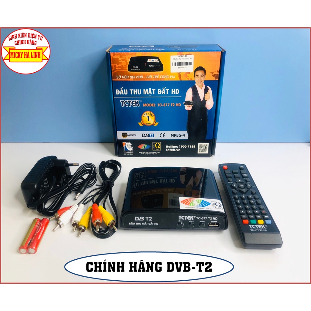 [Chính Hãng DVB-T2] Đầu thu mặt đất DVB T2/ TCTEK377 Xem miễn phí 65kênh truyền hình/ có sách hướngdẫn lắp ráp & cài đặt