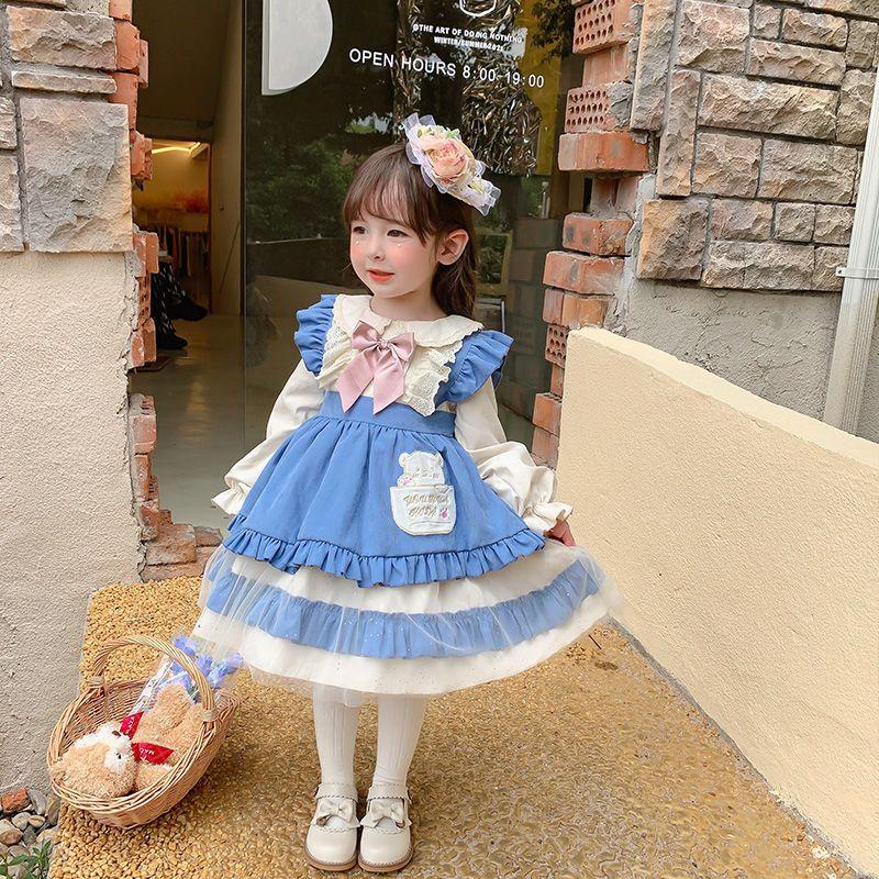 Đầm Công Chúa lolita Tay Dài Phồng Dễ Thương Thời Trang Mùa Thu Cho Bé Gái