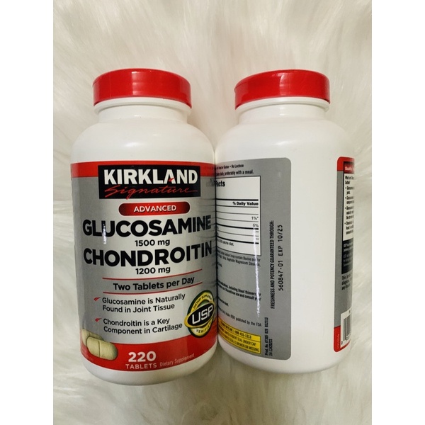 [Hàng Mỹ]date/10/2026 Viên uống Glucosamine Kirkland  1500mg (chondroitin 1200mg (220viên)