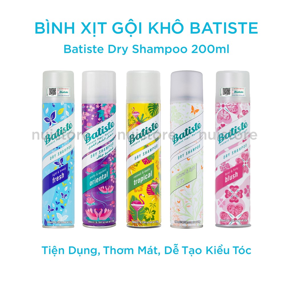 Dầu gội xịt khô Batiste, bình xịt gội khô tiện dụng