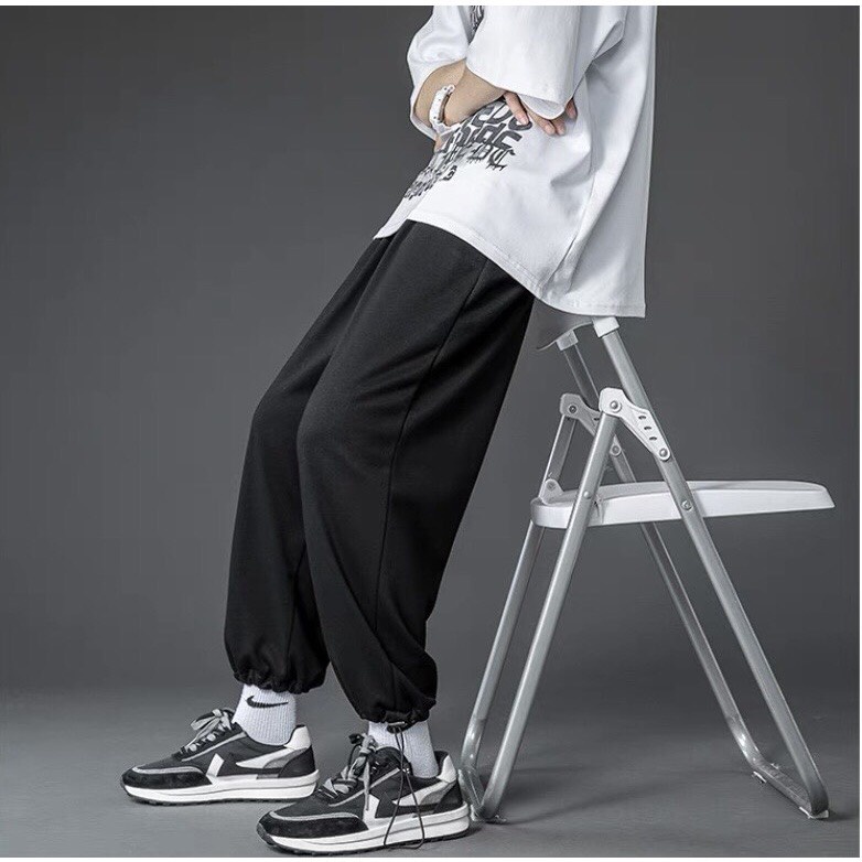 Quần Jogger unisex chất nỉ da cá - Quần ống rộng nam nữ có dây rút dưới gấu Ulzzang hàn quốc