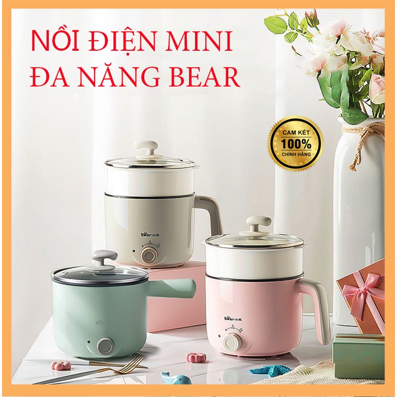 Nồi điện đa năng Bear - Nấu cơm, lẩu, hấp, luộc, món nước tiện lợi - Nồi chống dính, vỏ cách nhiệt [BẢO HÀNH CHÍNH HÃNG]