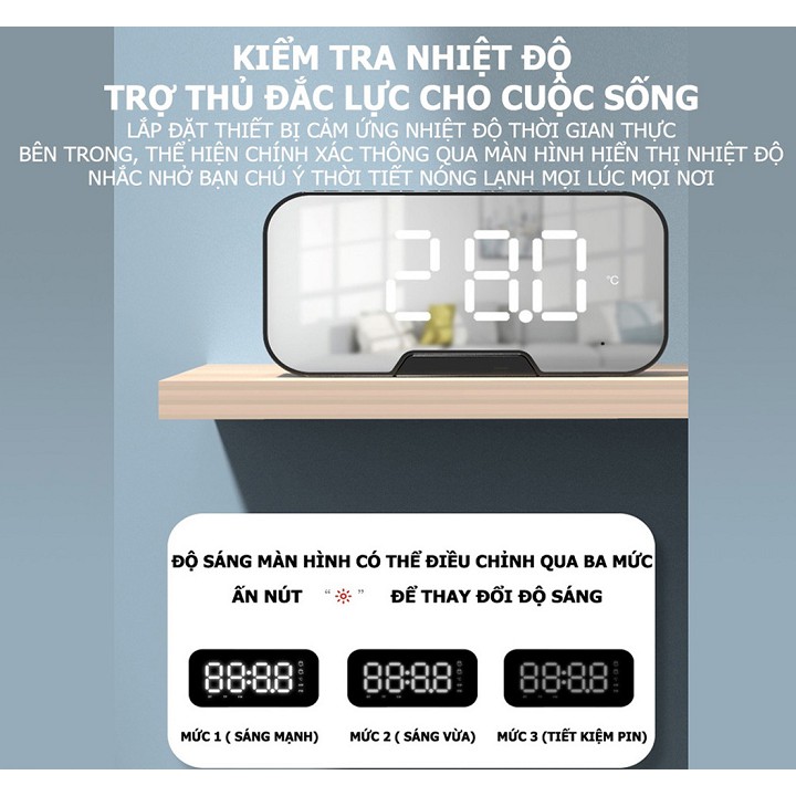 Loa Bluetooth, Loa Kimiso Kiêm Đồng Hồ Đài FM Đo Nhiệt Độ Giá Đỡ Điện Thoại Khe Cắm Thẻ Nhớ 2020