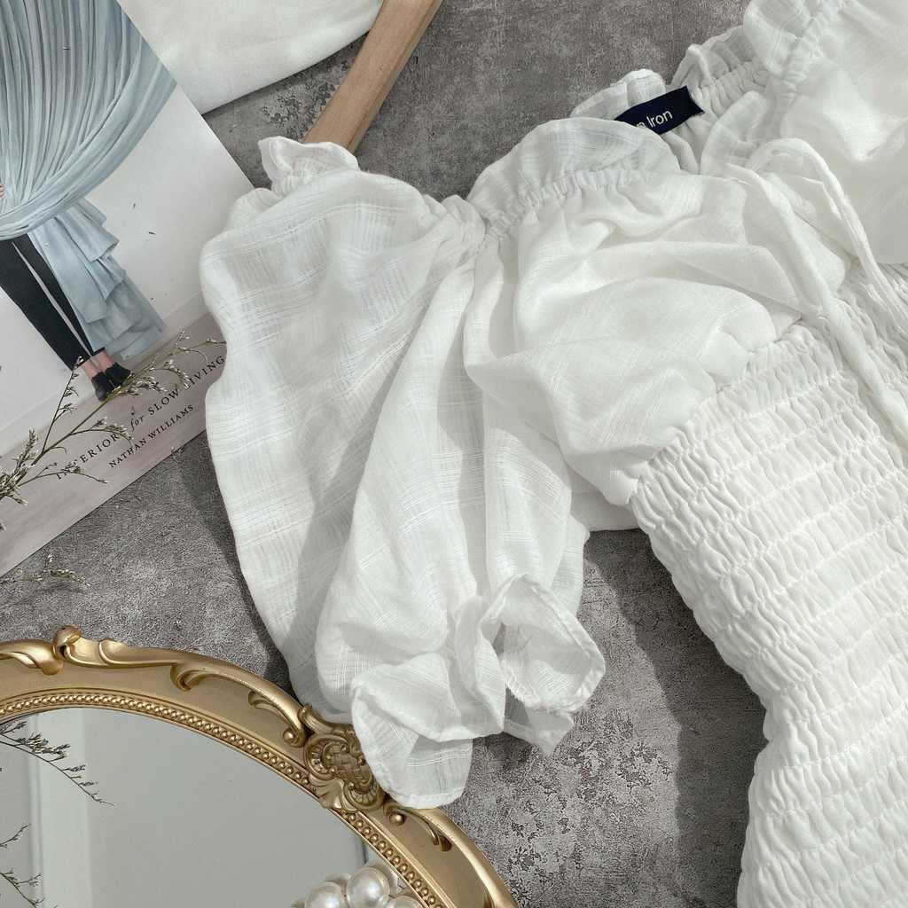 [Mã SKAMA06 giảm 8% tối đa 50K đơn 250K] ĐẦM TRẮNG CỔ VIỀN BÈO NHÚN THÂN CHỈ | BigBuy360 - bigbuy360.vn