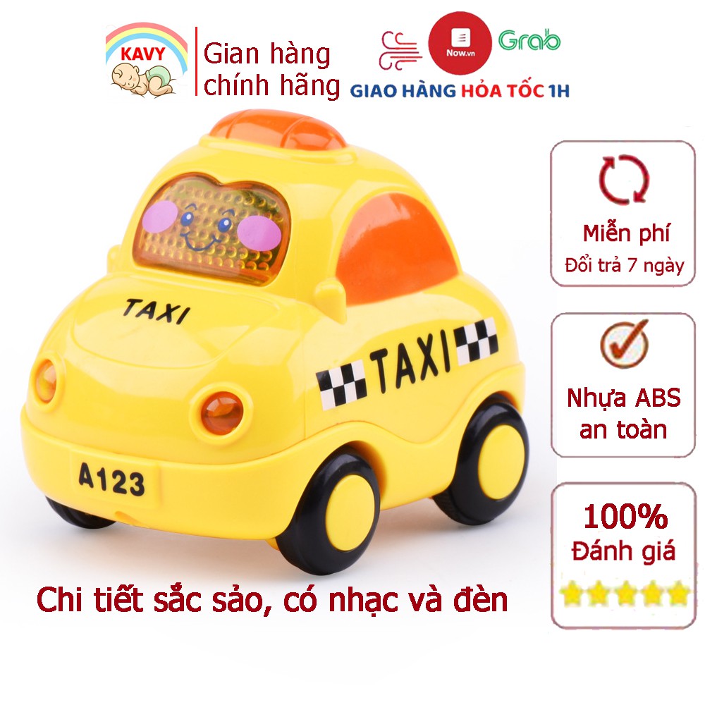 Đồ chơi mô hình xe taxi KAVY có nhạc và đèn chạy bánh đà linh hoạt kèm sẵn pin