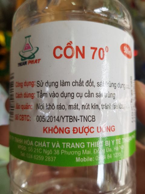 Cồn 70 độ sát trùng sát khuẩn vết thương