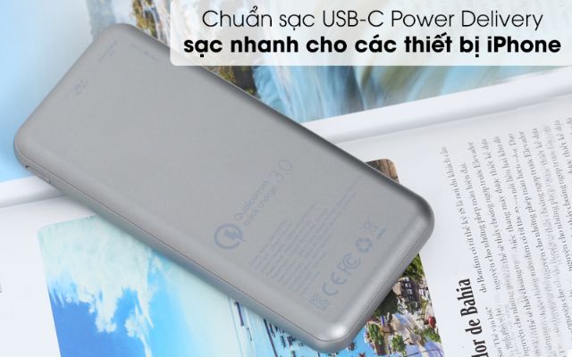 Pin sạc dự phòng không dây Polymer 10.000mAh Type C PD QC3.0 Energizer QE10007PQ Xám