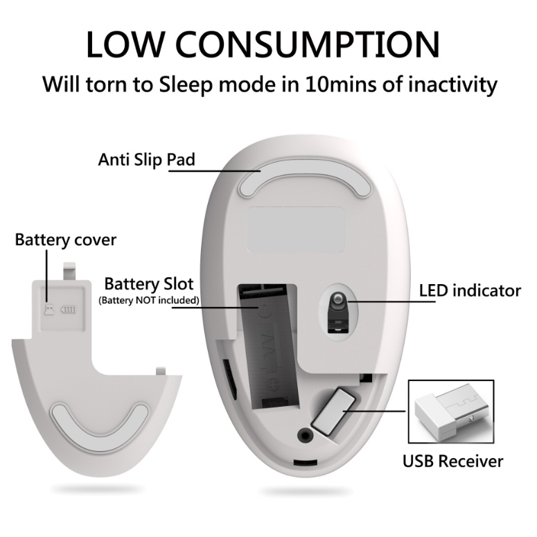 Chuột không dây FVT200 tương thích máy tính để bàn, Laptop 2.4G kết nối nhanh thiết kế siêu dễ thương