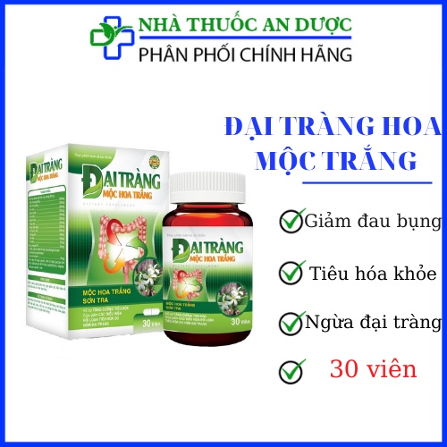 Đại tràng mộc hoa trắng, giúp giảm đau bụng, giúp tiêu hóa khỏe ngăn ngừa đại tràng - Hộp 30 viên