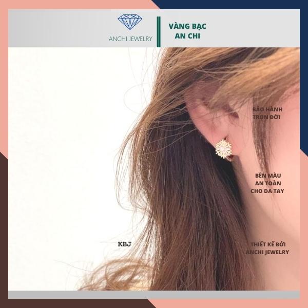 Bông tai hoa đá lấp lánh, chuẩn bạc ta sáng đẹp không xuống màu - Anchi jewelry