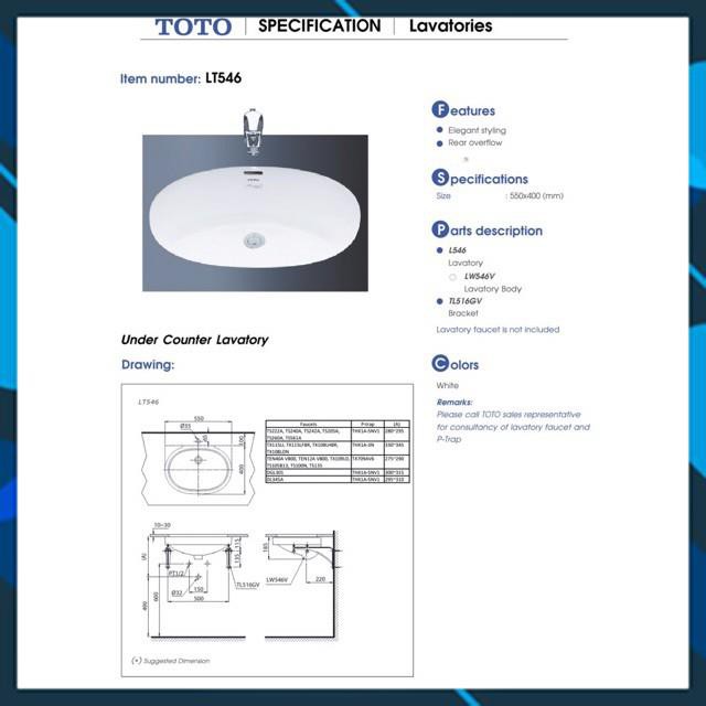 Chậu lavabo đặt âm bàn ToTo LT546