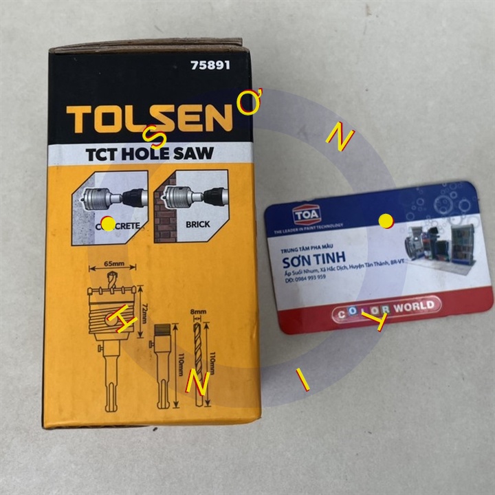 Mũi khoan lỗ khoét lỗ tường bê tông 65mm TOLSEN 75891