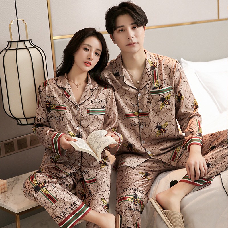 Bộ Pijama Lụa Nam Nữ Bigbang Cao Cấp Chất Lụa Mềm Mại - Đồ Ngủ Đôi Quà Tặng Người Yêu Quà Cưới ý Nghĩa