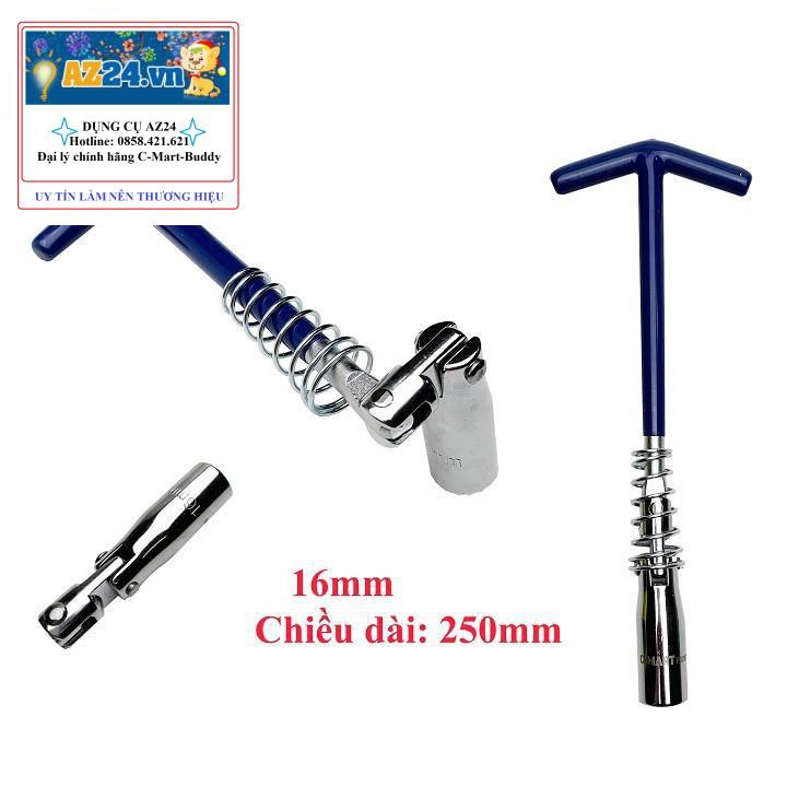 Tuýp mở bugi 16mm, cần siết mỏ neo 16mm C-MART, khẩu mở bugi ô tô, xe máy, xe honda, xe tay ga (dungcucamtay1808)