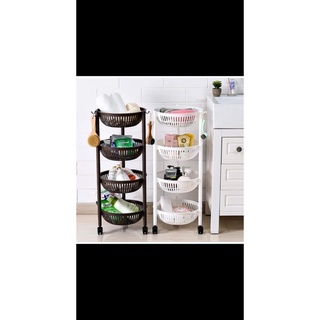 Kệ rổ tròn 4 tầng có bánh xe Tashuan TS 5346 (màu trắng)