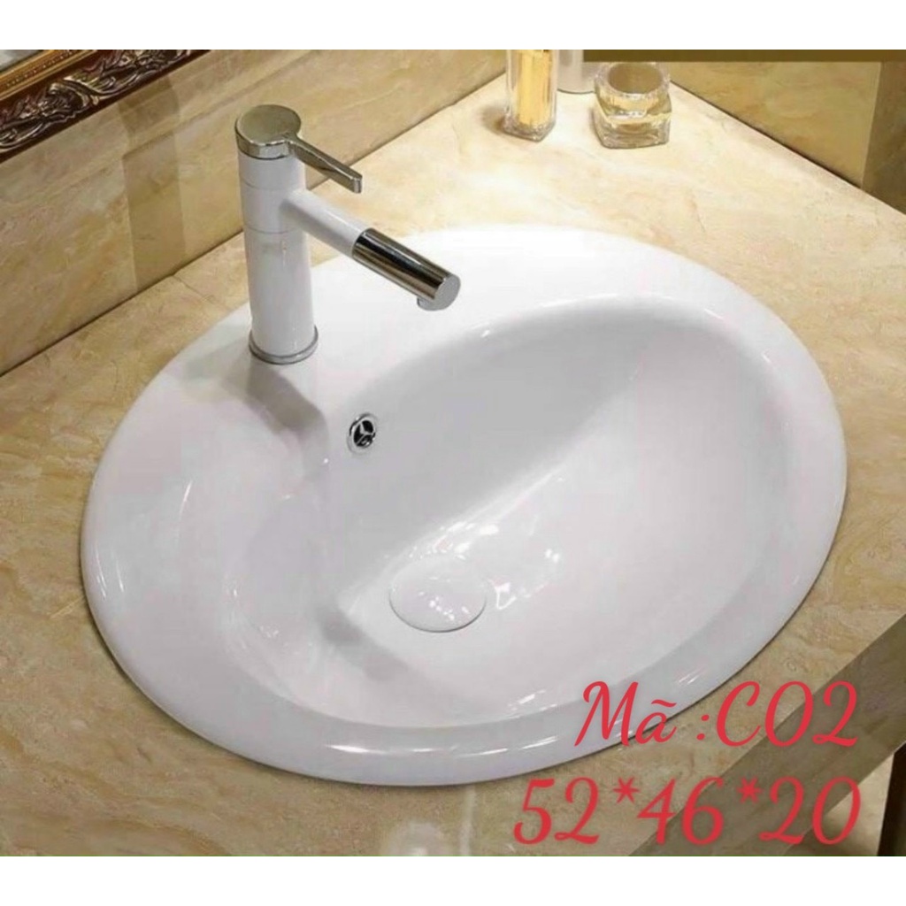 CHẬU RỬA LAVABO BÀN ĐÁ ÂM DƯƠNG VÀNH - C02