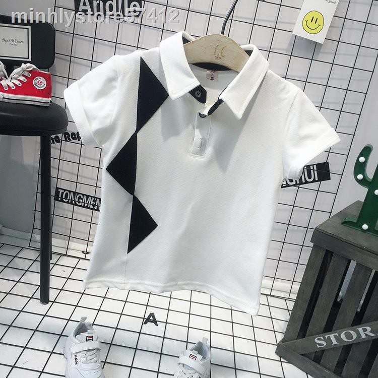 ❈❀✱Áo thun polo trẻ em bé trai Áo thun cotton ngắn tay Hàn Quốc 2-7 tuổi ve áo phối màu cho bé trai bộ đồ nửa tay C78028