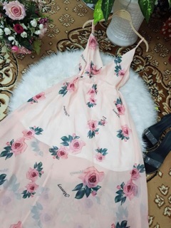 Đầm maxi cổ đỗ 2 dây siêu xinh