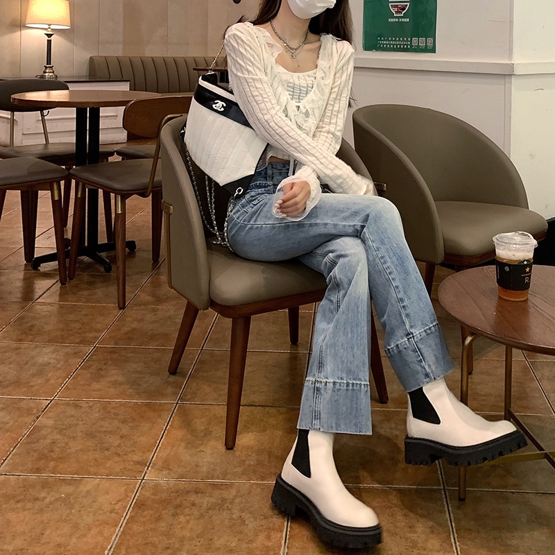 Quần jean ống loe eo cao phong cách Hàn Quốc trẻ trung cho nữ