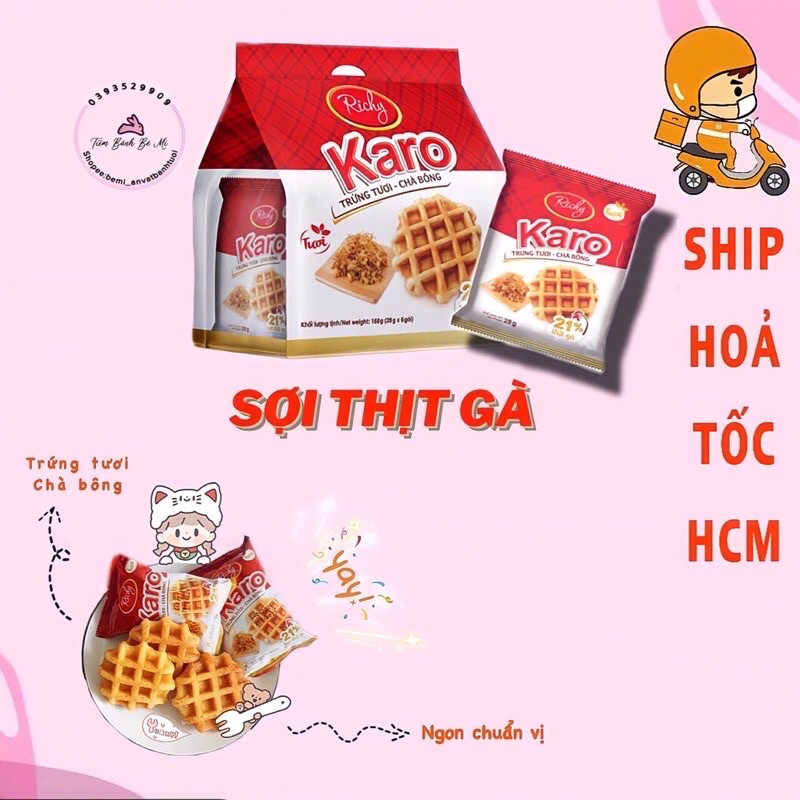 Bánh trứng tươi chà bông Karo sợi thịt gà (bịch 6 cái x 26g) | BigBuy360 - bigbuy360.vn