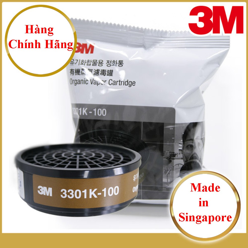 Bộ mặt nạ lọc độc 3M 3200 dùng trong công nghiệp, nông nghiệp phun thuốc trừ sâu phin lọc cao cấp 3301K-100 + kính 3M334