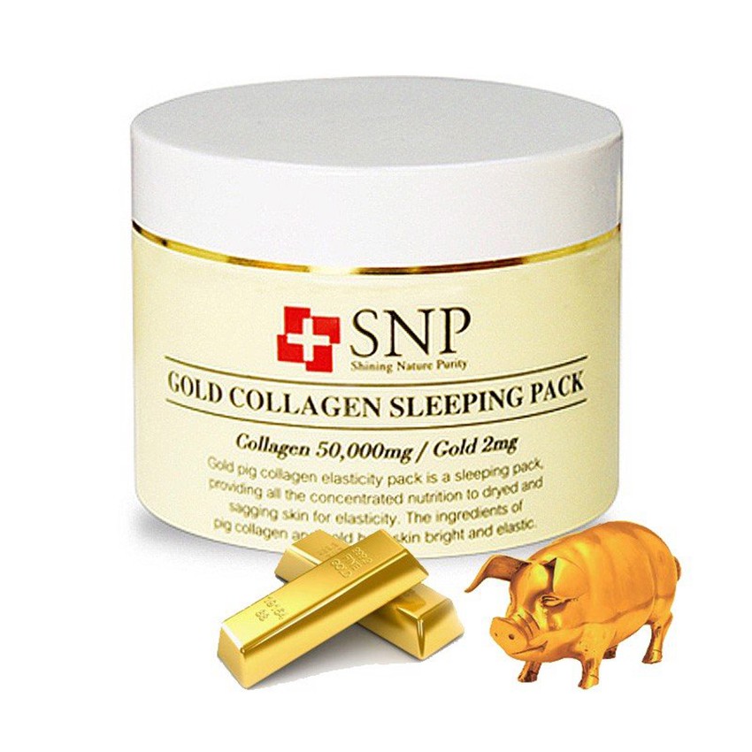 Mặt Nạ Ngủ SNP Gold Collagen Sleeping Pack 6 In 1 Dưỡng Ẩm Tái Tạo Da Tăng Cường Đàn Hồi Cho Da