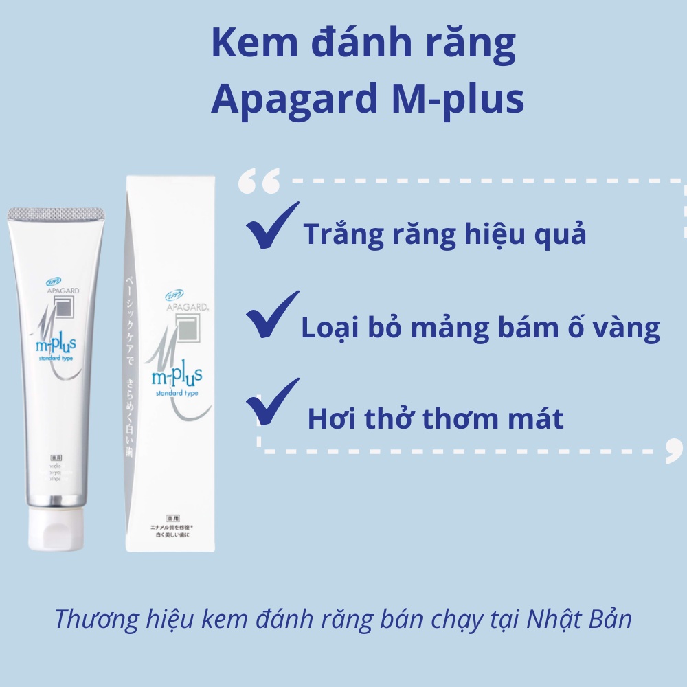 Kem đánh răng Apagard M-plus siêu trắng răng Nhật Bản chính hãng 125g