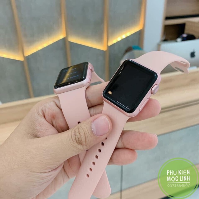 DÂY CAO SU APPLE WATCH SPORT BANDS CAO CẤP HỒNG PINKSAND XANH MARINE FULL SIZE 1 2 3 4 5 38mm 40mm 42mm 44mm