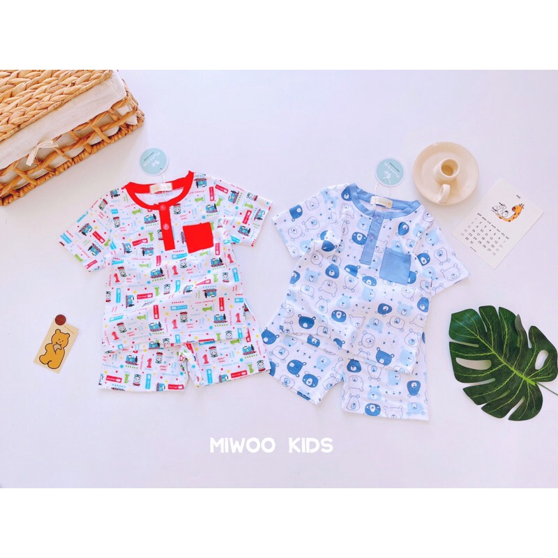 Bộ cộc cotton bozip cho bé ❤️freeship ❤️ đồ bộ bé trai bé gái dễ thương