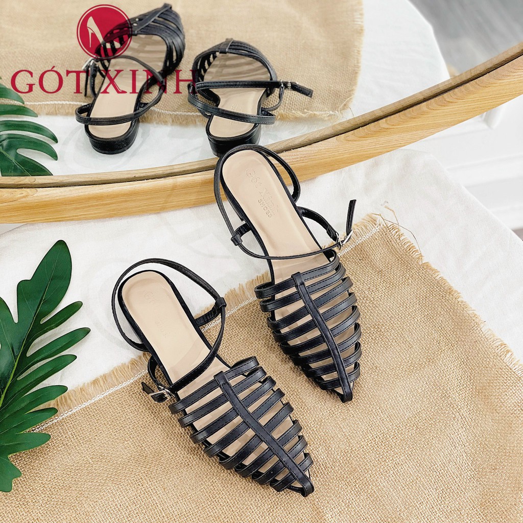 Giày sandal rọ nữ GÓT XINH SD1 da mềm đế vuông cao 2cm