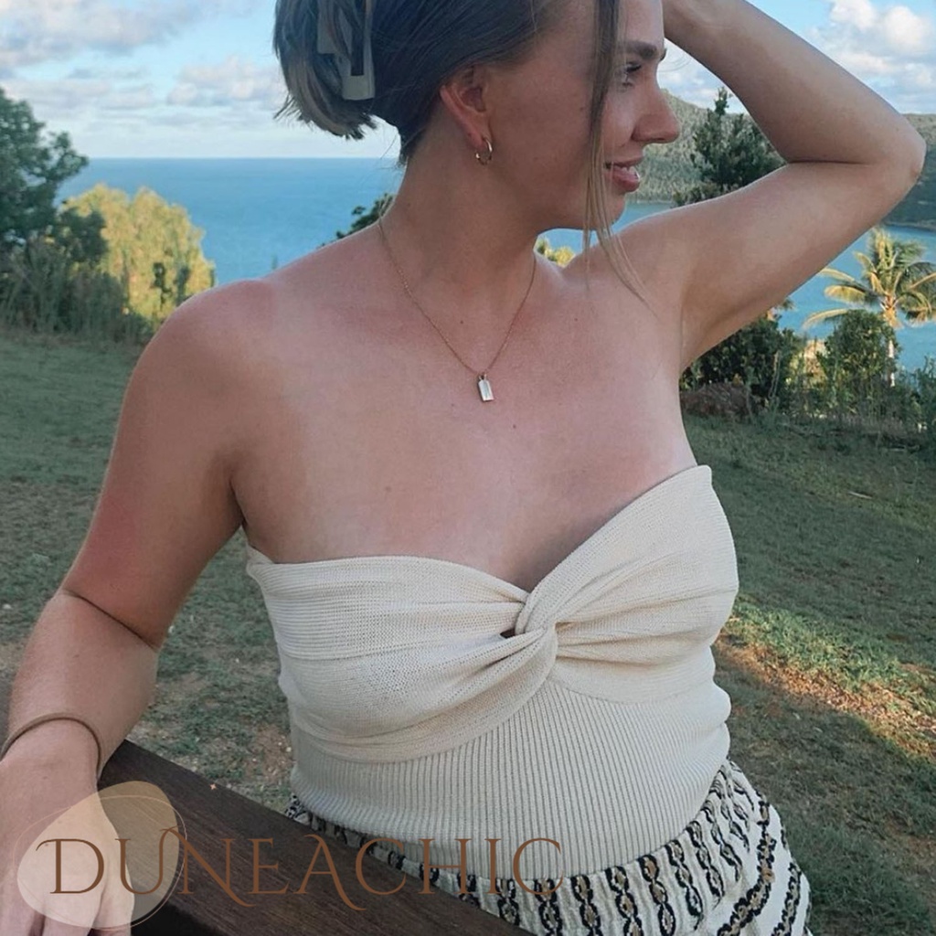 DUNEA Áo ống màu đơn giản quyến rũ cho nữ