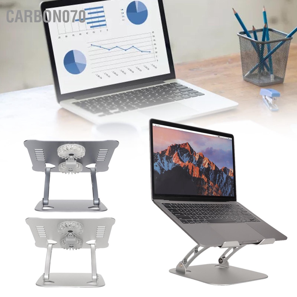 Carbon070 Đế máy tính xách tay hợp kim nhôm với 2 quạt làm mát có thể điều chỉnh gập lại cho 10 đến 17 3 inch