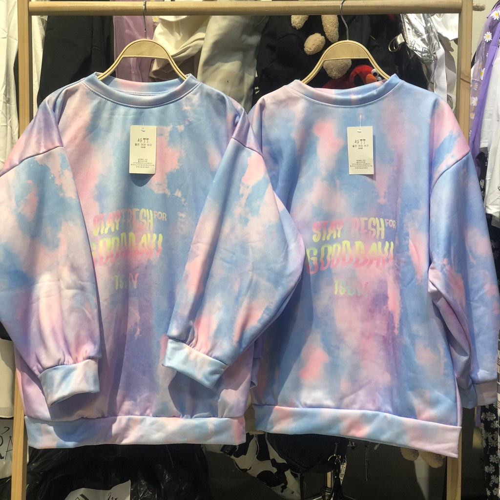 ÁO NỈ LOANG SWEATER TSUN STAY FRESH FOR GOOD DAY Hồng Xanh Tay Dài