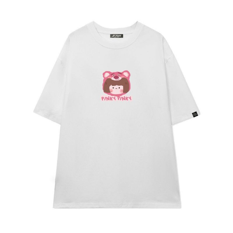 Áo thun tay lỡCó sizeFull màu unisex Cô gái Pinky