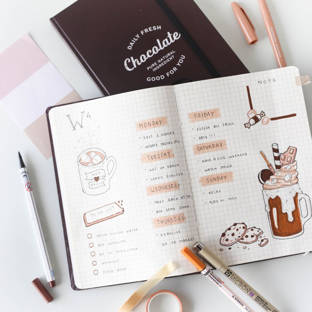 Combo Chocolate - Bộ Sổ tay và Bút chuyên dụng Bullet Journal - Giao hỏa tốc