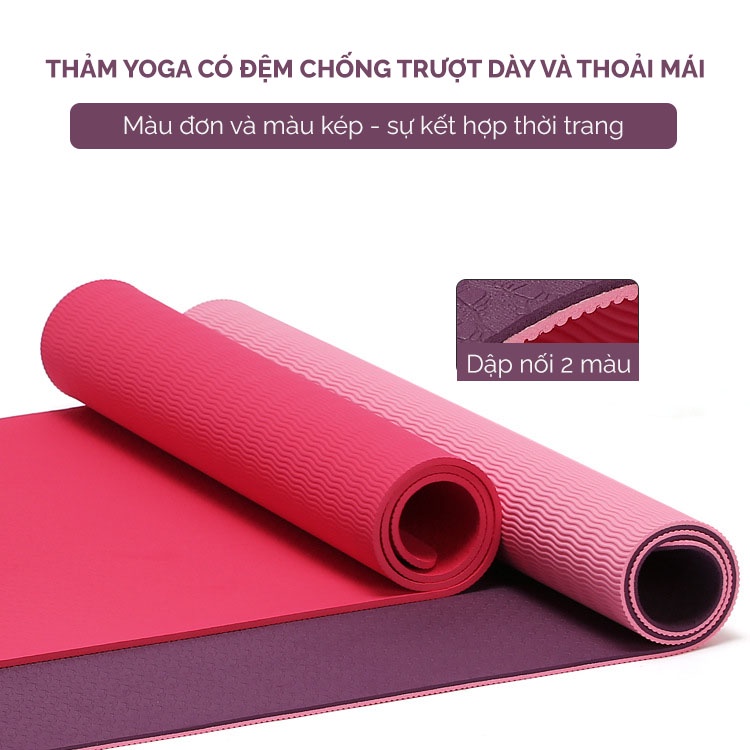 Thảm Tập Yoga, Gym 2 Lớp 6mm Cao Cấp Tặng Kèm Túi Đựng TOPBODY, Du Lịch Tiện Lợi