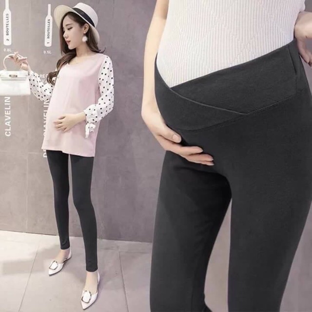 Quần bầu legging cạp chéo chất cotton