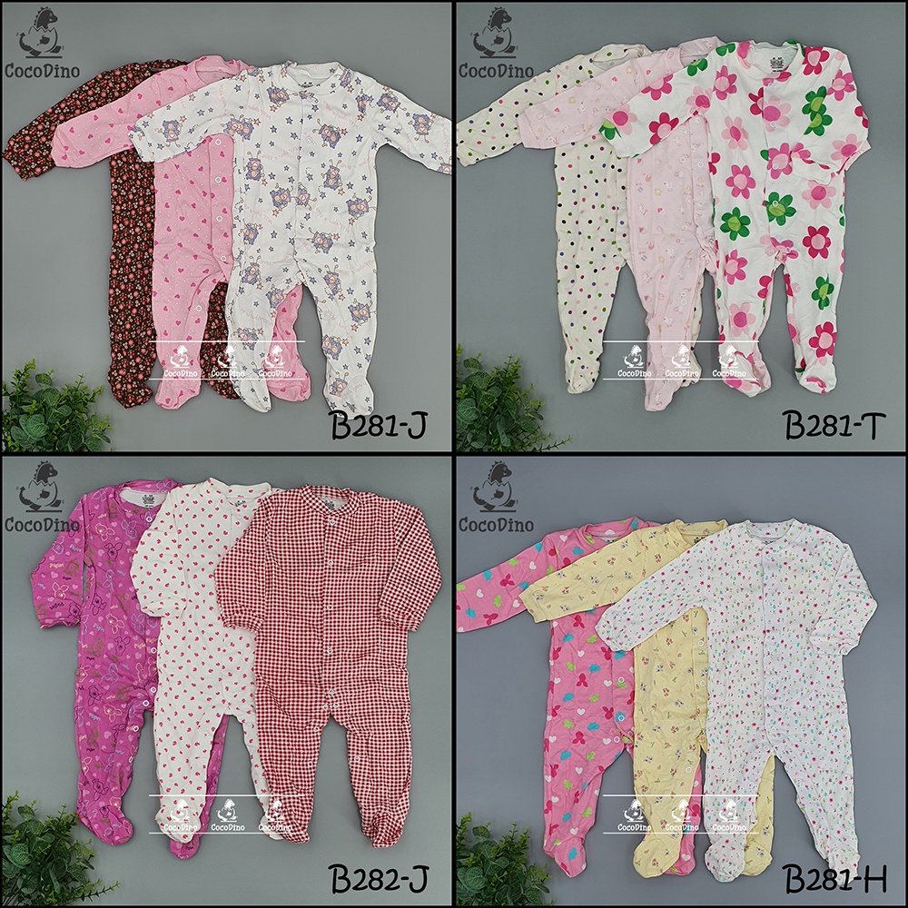 3 Bộ Liền Thân Có Vớ Dài Xuất Âu Bé Gái 0-9 tháng