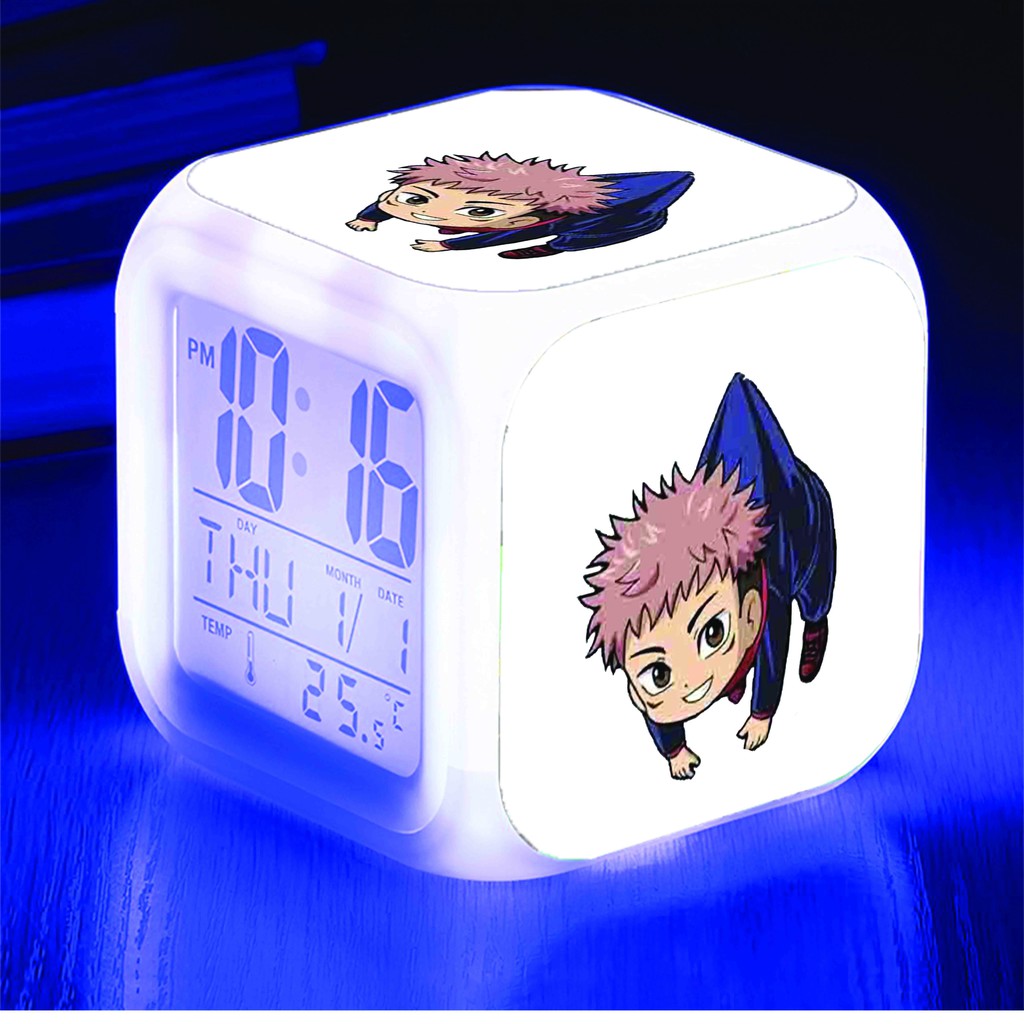 Đồng hồ báo thức để bàn in hình JUJUTSU KAISEN CHÚ THUẬT HỒI CHIẾN ver TREO đèn LED đổi màu chibi anime