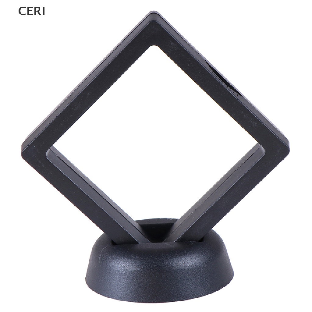 CE 70*70mm Black 3D floating jewelry coin display frame holder box case w/ stand RI