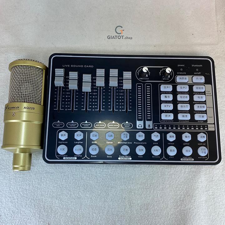 Combo sound card H9 micro thu âm AQTA AQ220 và phụ kiện