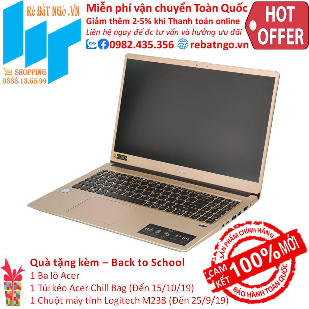 Laptop Acer Swift 3 SF315-52-50T9 NX.GZBSV.002 15.6 inch FHD_i5-8250U_8GB_UHD 620_Win10_1.7 kg