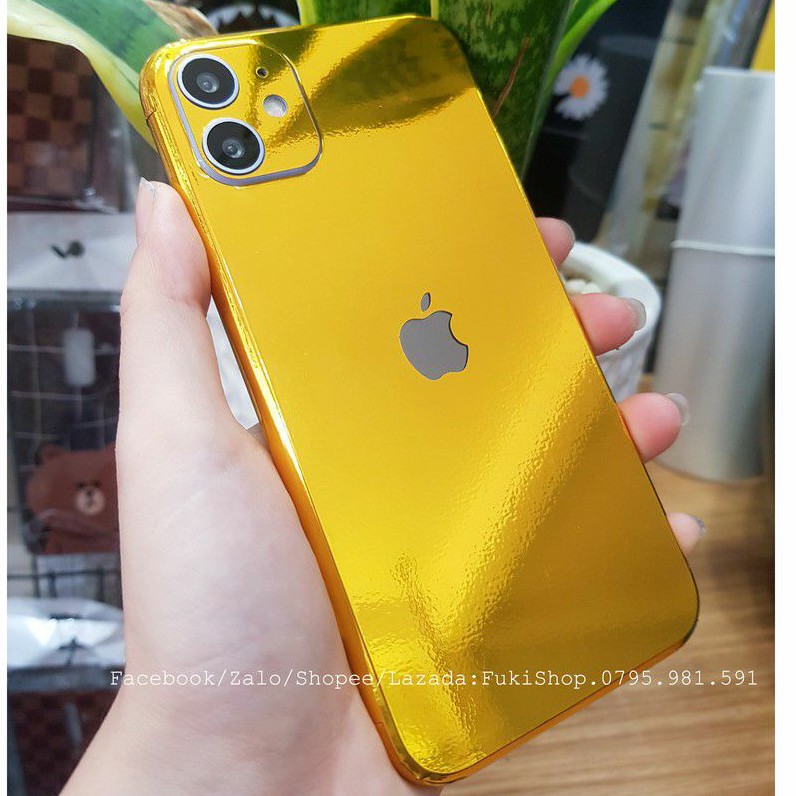 [IPHONE]Tấm Dán Skin mặt sau CHROME GOLDEN Vàng Bóng FULL VIỀN Cho 5 6 7 8 6plus 7plus 8plus X XS XR XSMAX 11 PRO MAX