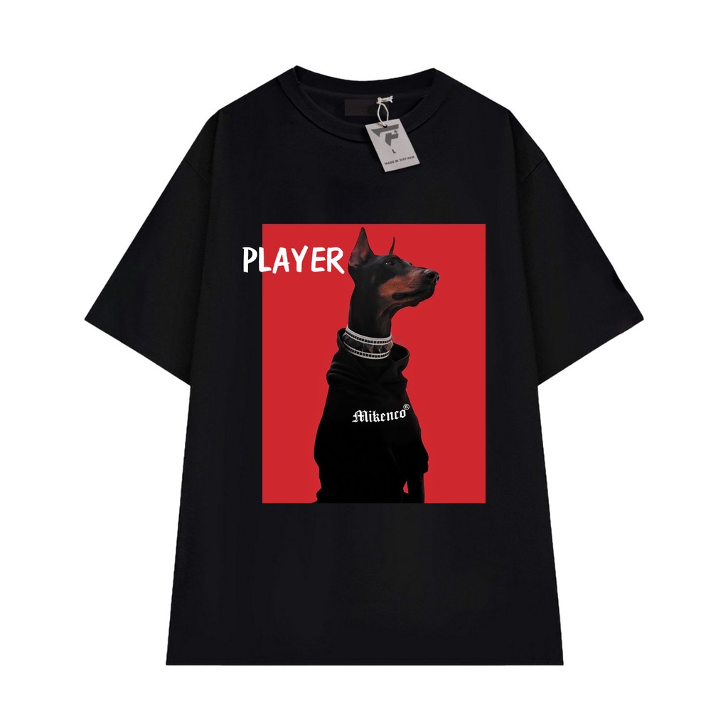 Áo thun unisex tay lỡ PLAYER in hình chú chó FPLUS FP83