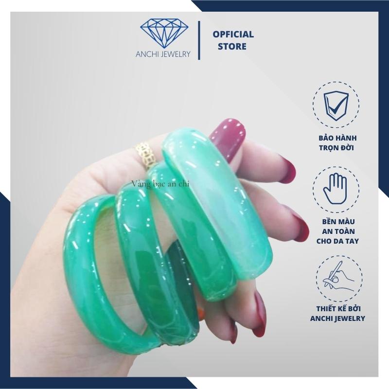 Vòng tay đá mã não liền khối bản dẹt màu xanh, đỏ, đen phong thủy mệnh mộc, thủy, hỏa, thổ. Anchi jewelry