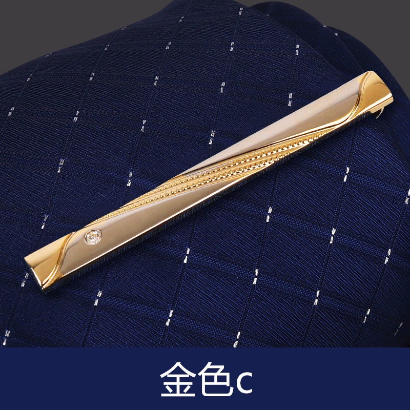 Kẹp Cà Vạt Hình Chữ C Màu Vàng Phong Cách Hàn Quốc Đơn Giản Thời Trang Cho Nam