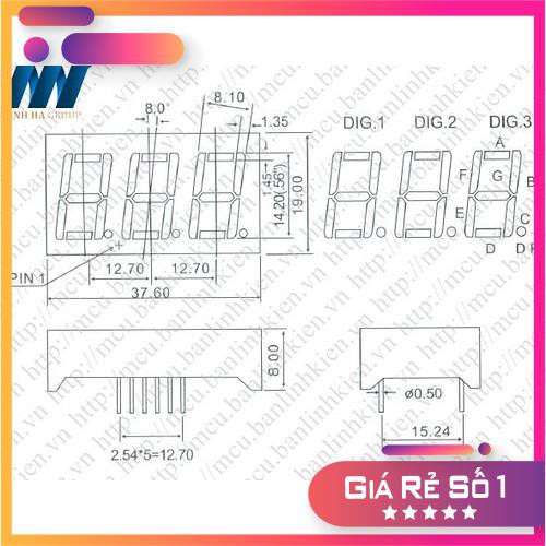 Led 7 đoạn 0.56 3 Số Anot (Sáng Đỏ)