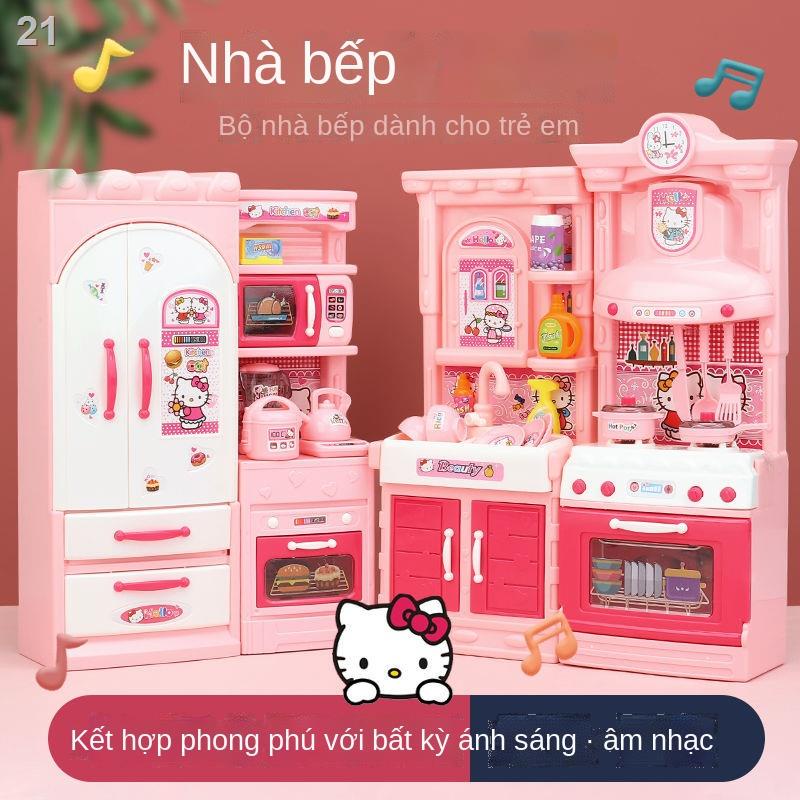 wwNhà vui chơi cho trẻ em Mô phỏng Đồ bếp Bộ Hello Kitty Mini Tủ lạnh nấu ăn Xiaoling dùng 1 Nữ 3-6 tuổi